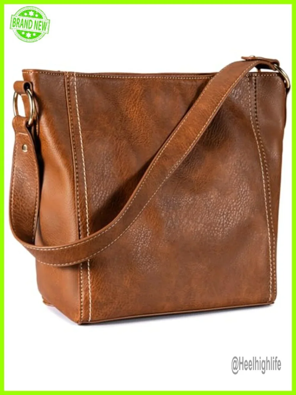 Vegan Leather Hobo Shoulder Bag with Zipper Closure